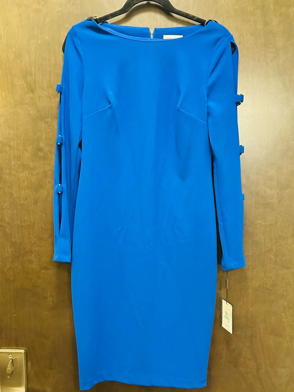 CALVIN KLEIN Royal Blue Sleeve Cut Out Sheath Dress